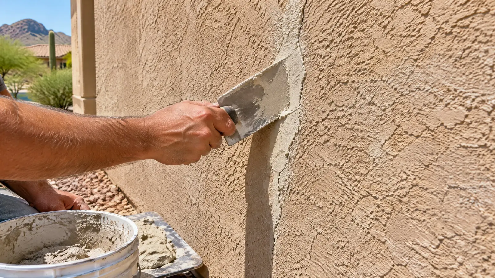 Stucco repair and painting in Peoria, AZ.